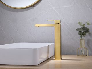 Смеситель для накладной раковины ABBER Daheim матовое золото AF8211G